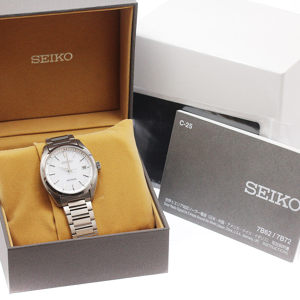 SEIKO Astron SBXY029/7B72-0AD0 White Dial Solar Powered Radio Men's Watch_955194