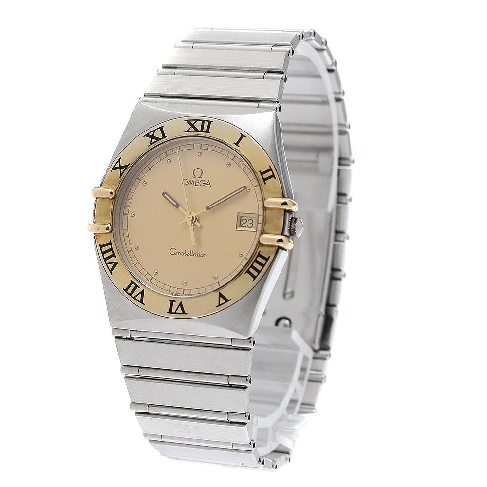 OMEGA Constellation Date YG bezel Gold Dial Quartz Men's Watch_955197