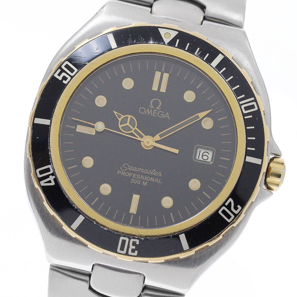 OMEGA Seamaster 200m YG bezel large size Black Dial Quartz Men's Watch_955301