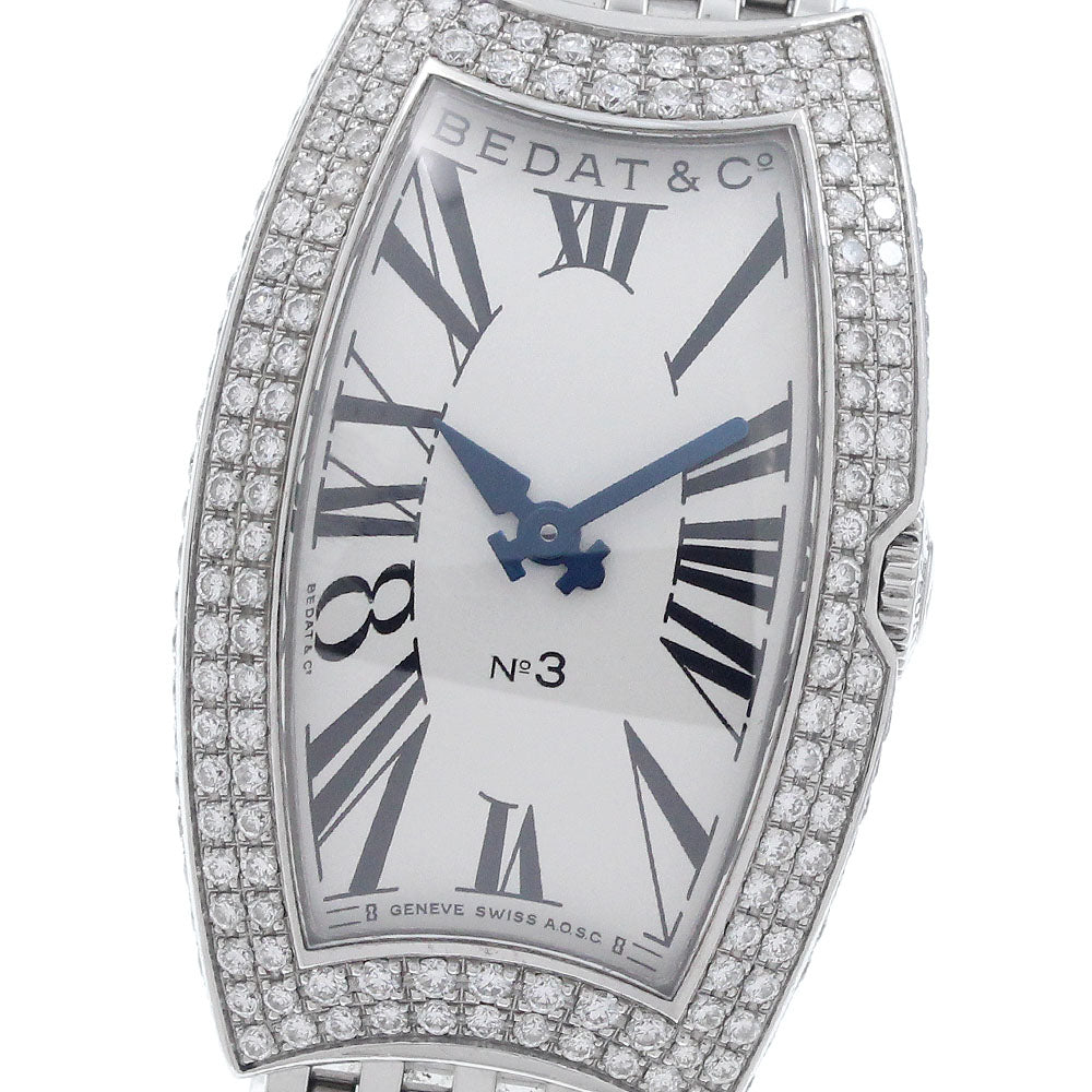 BEDAT&Co No.3 384 Diamond Bezel Silver Dial Quartz Ladies Watch_955319
