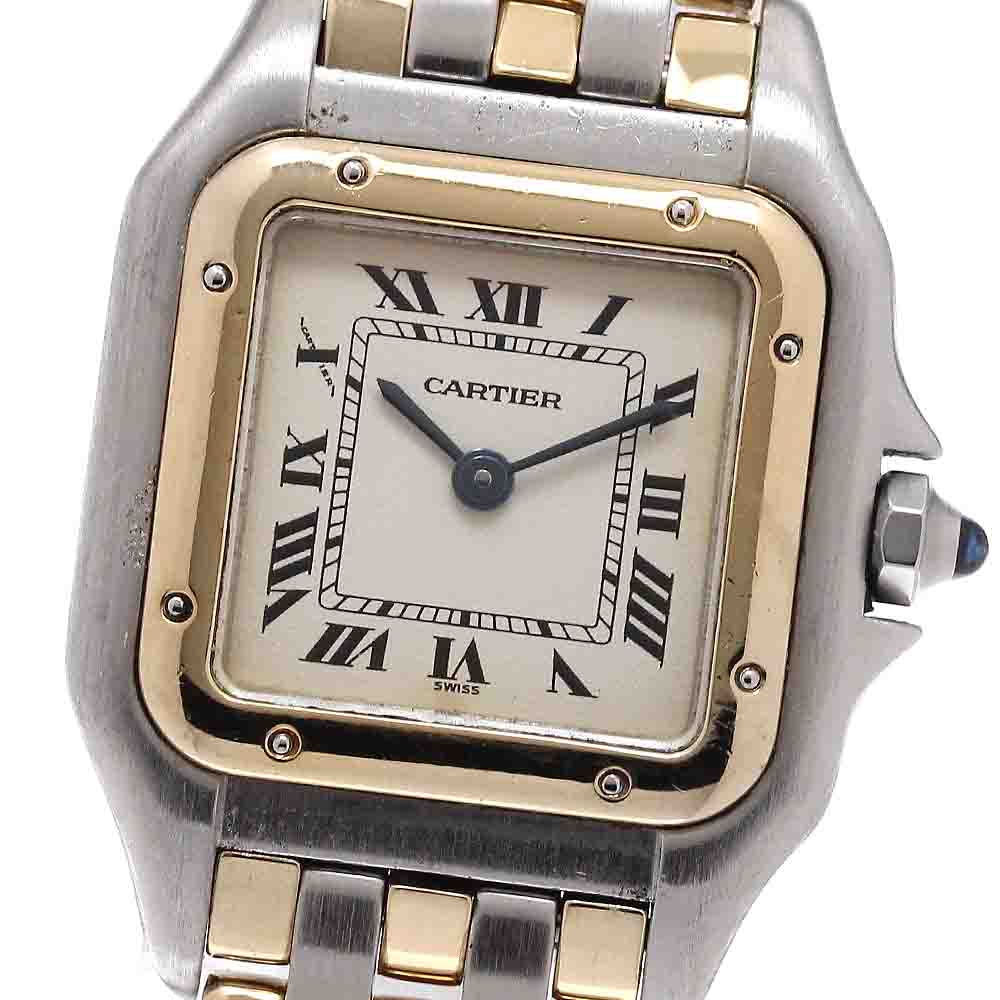 CARTIER PANTHERESM W25029B8 3-row YG bezel beige Dial Quartz Ladies Watch_955408