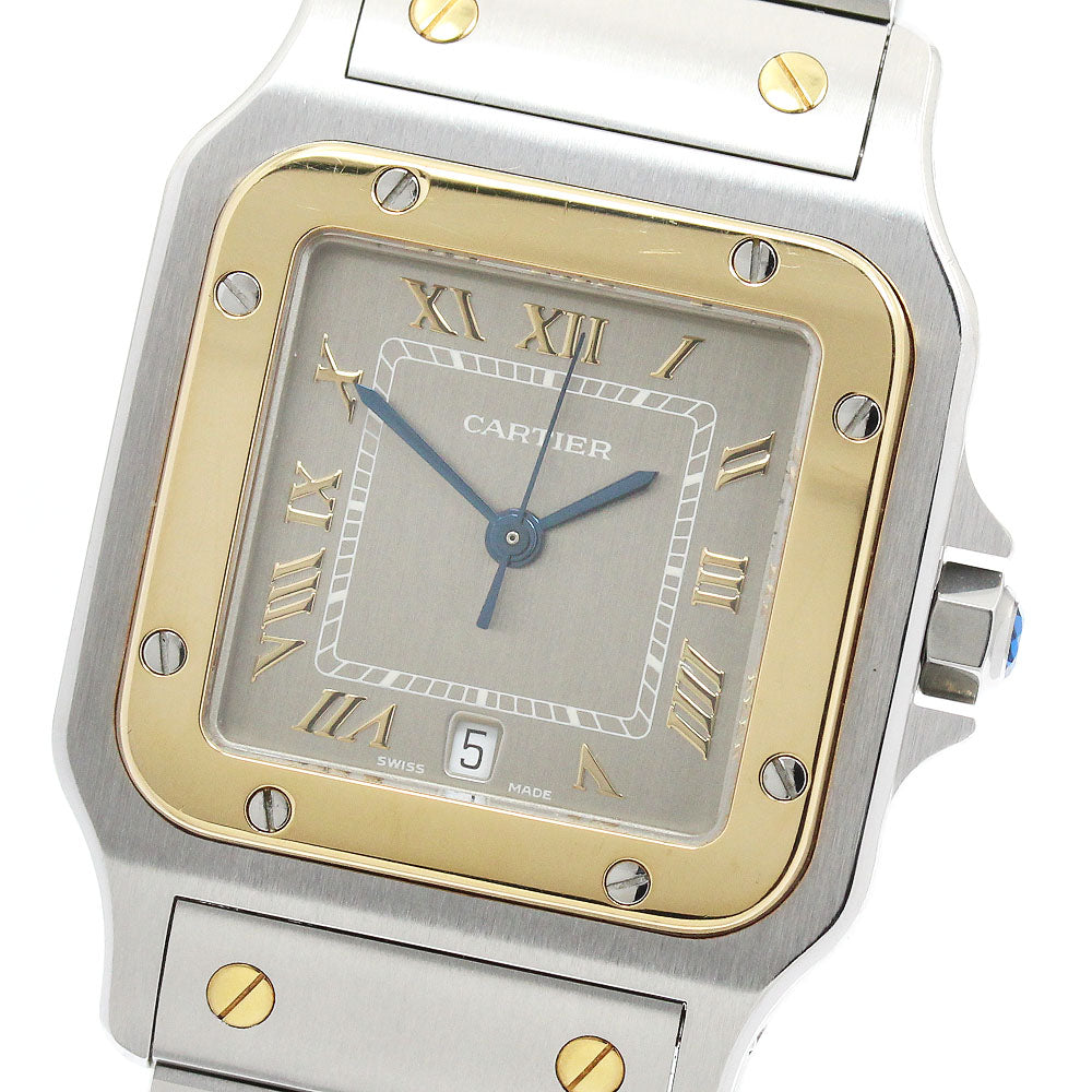 CARTIER Santos Galbe LM W20030C4 YG bezel gray Dial Quartz Men's Watch_955498