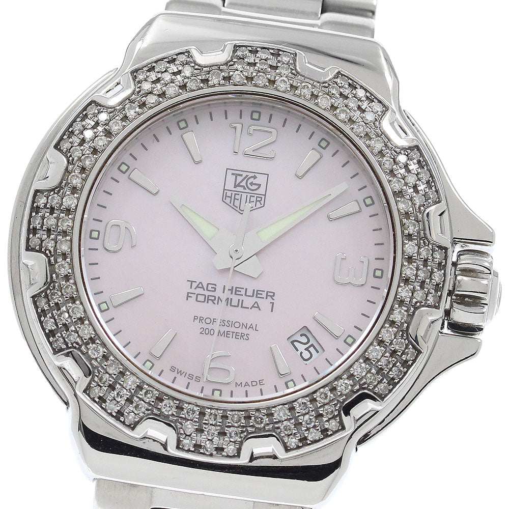 TAG HEUER Formula 1 WAC1216.BA0852 diamond bezel date Pink shell Dial Quartz Ladies Watch_955513