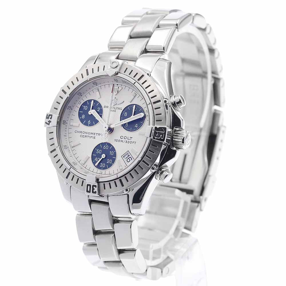 BREITLING Colt A73350 Chronometer Date Silver Dial Quartz Men's Watch_955522