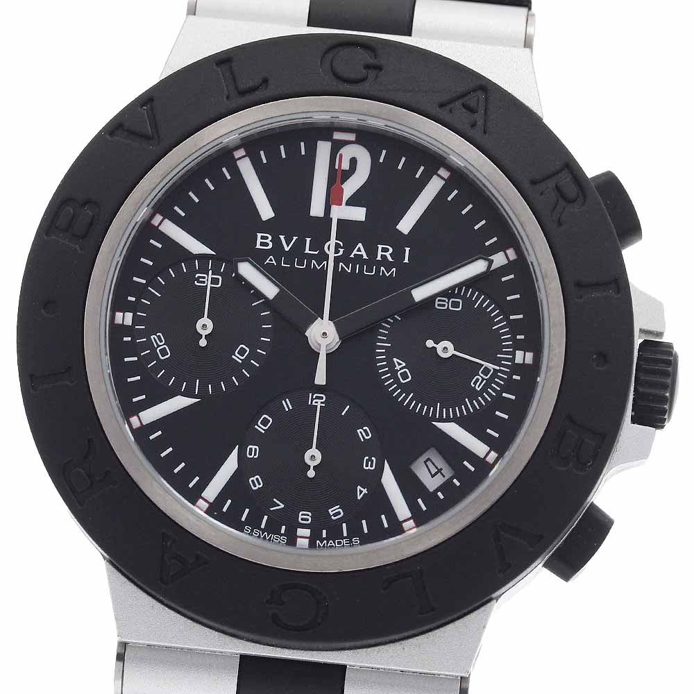 BVLGARI Aluminum BB41ATCH Chronograph Black Dial Automatic Men's Watch_955537