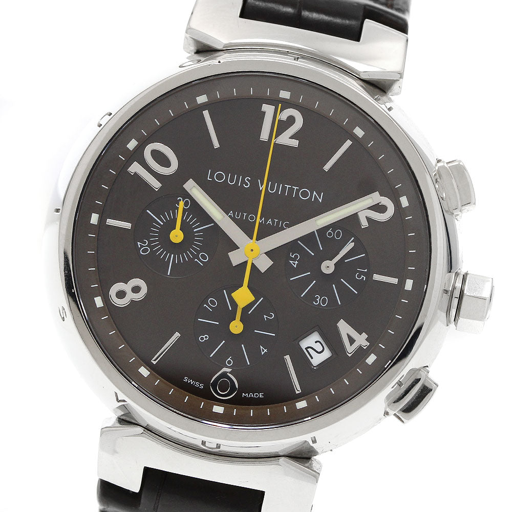 LOUIS VUITTON Tambour Q1121 Date Chronograph Brown Dial Automatic Men's Watch_955616