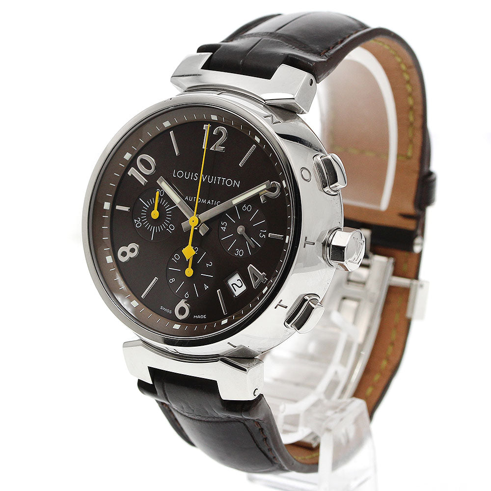 LOUIS VUITTON Tambour Q1121 Date Chronograph Brown Dial Automatic Men's Watch_955616