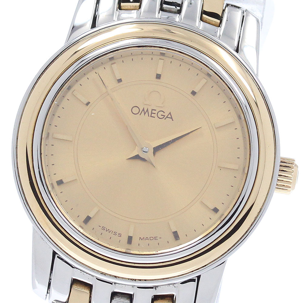 OMEGA De Ville Prestige 4370.11 YG bezel gold Dial Quartz Ladies Watch_955678
