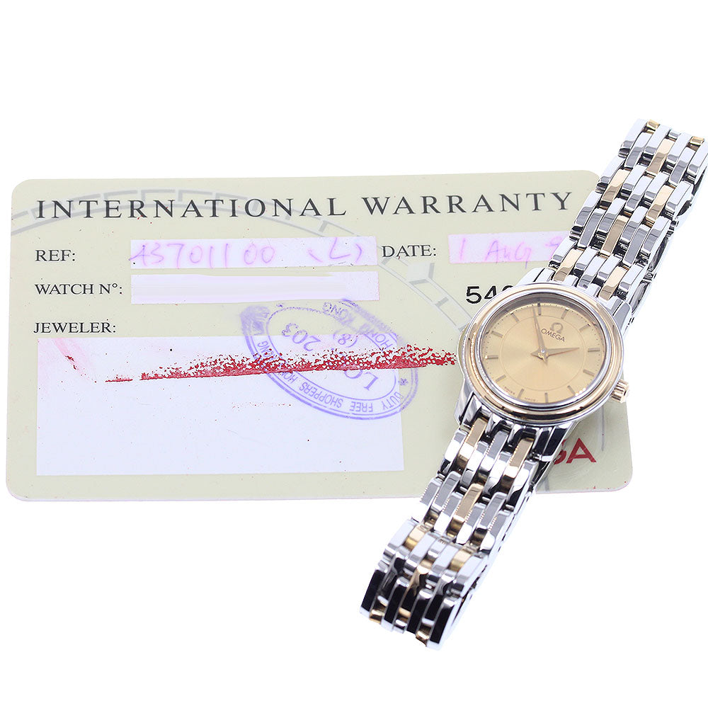 OMEGA De Ville Prestige 4370.11 YG bezel gold Dial Quartz Ladies Watch_955678