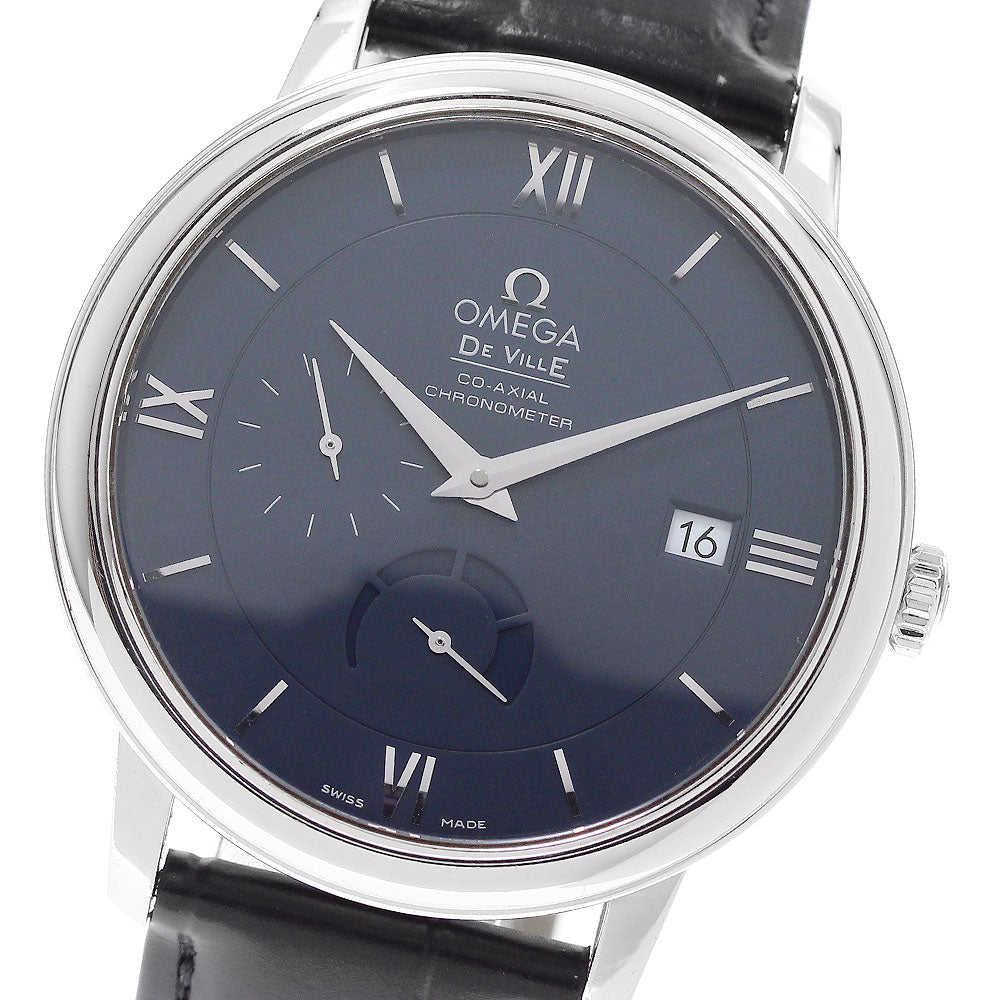 OMEGA De Ville Prestige 424.13.40.21.03.001 Power reserve date Navy Dial Automatic Men's Watch_955692
