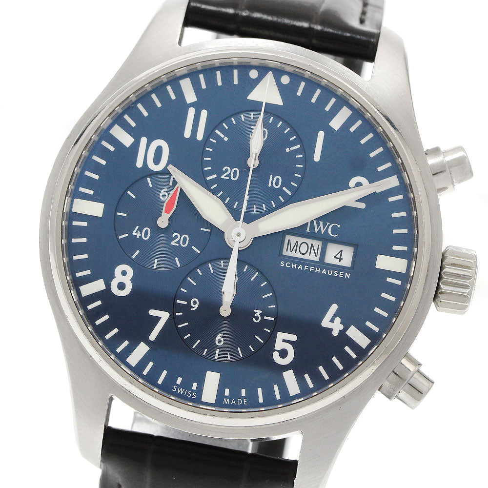 IWC SCHAFFHAUSEN Pilot's Watch Petite Prince IW377714 Day-Date Chronograph Navy Dial Automatic Men's Watch_955710