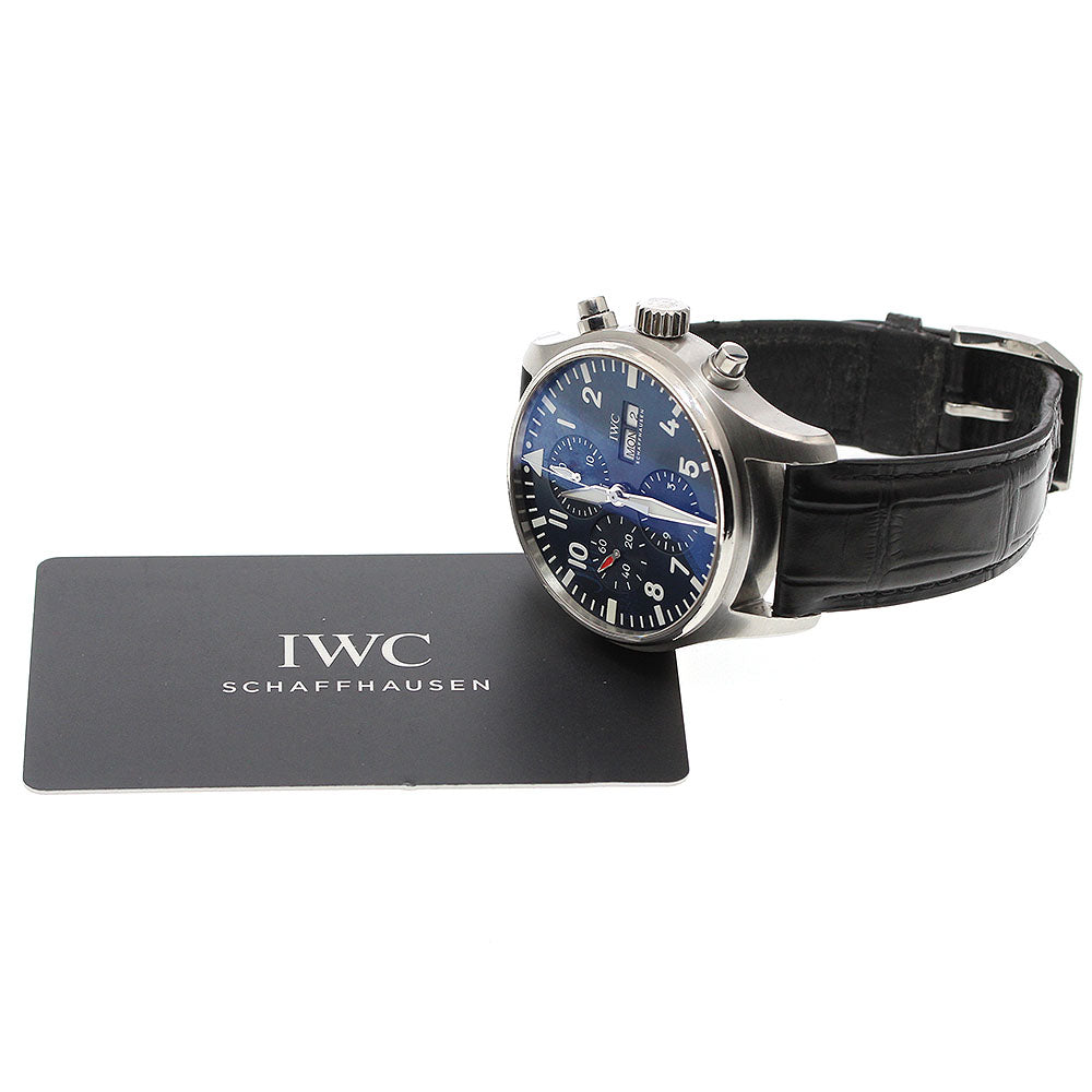 IWC SCHAFFHAUSEN Pilot's Watch Petite Prince IW377714 Day-Date Chronograph Navy Dial Automatic Men's Watch_955710