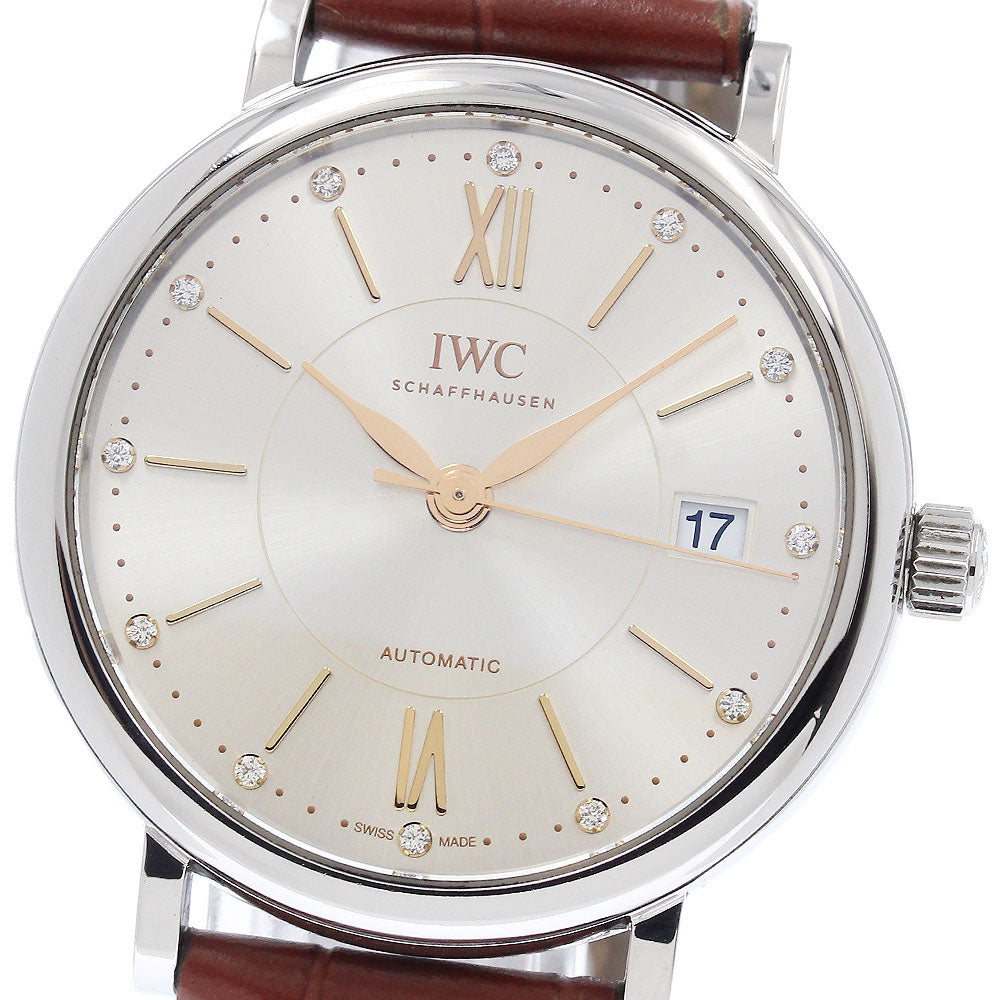 IWC SCHAFFHAUSEN Portofino IW458101 12P diamond date Silver Dial Automatic Boy's Watch_955735