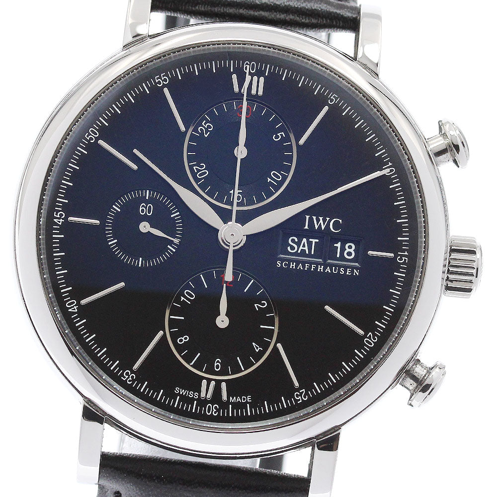IWC SCHAFFHAUSEN Portofino IW391029 Chronograph day date black Dial Automatic Men's Watch_955759