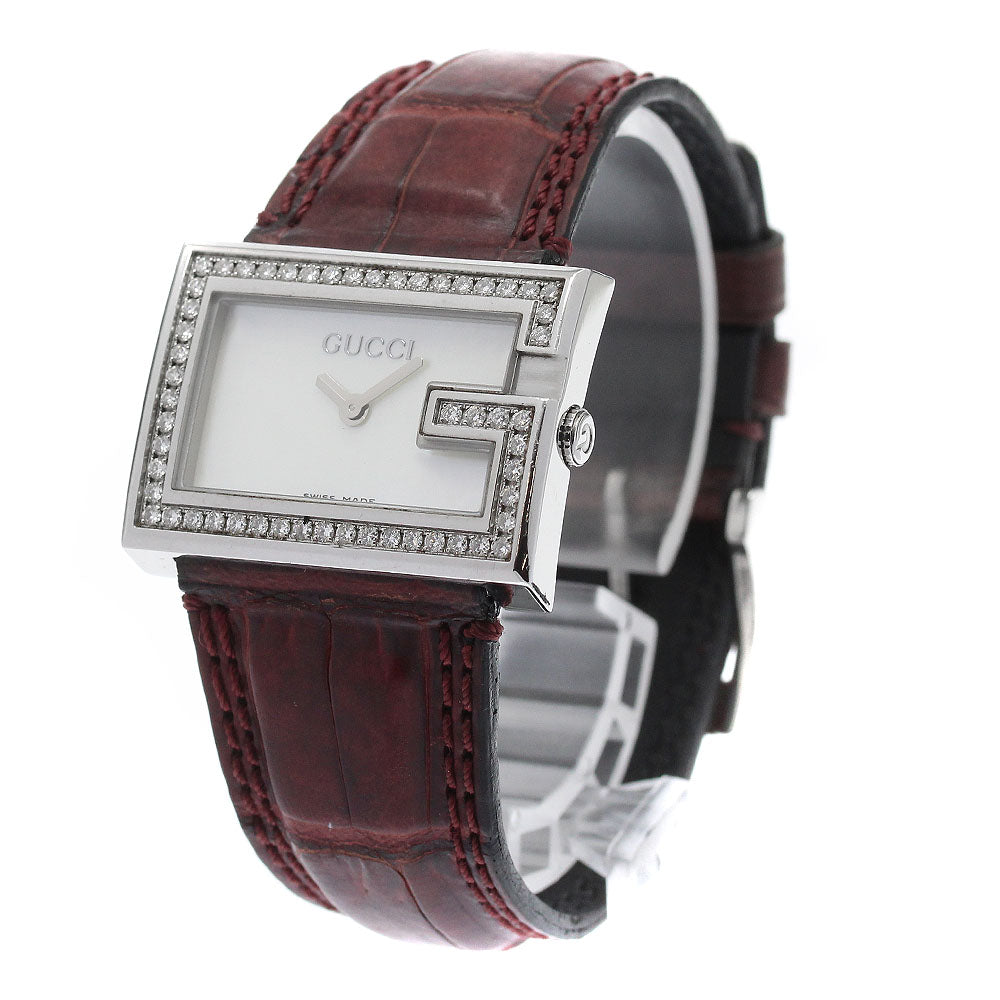 GUCCI G rectangle 100L Diamond Bezel White shell Dial Quartz Ladies Watch_956022