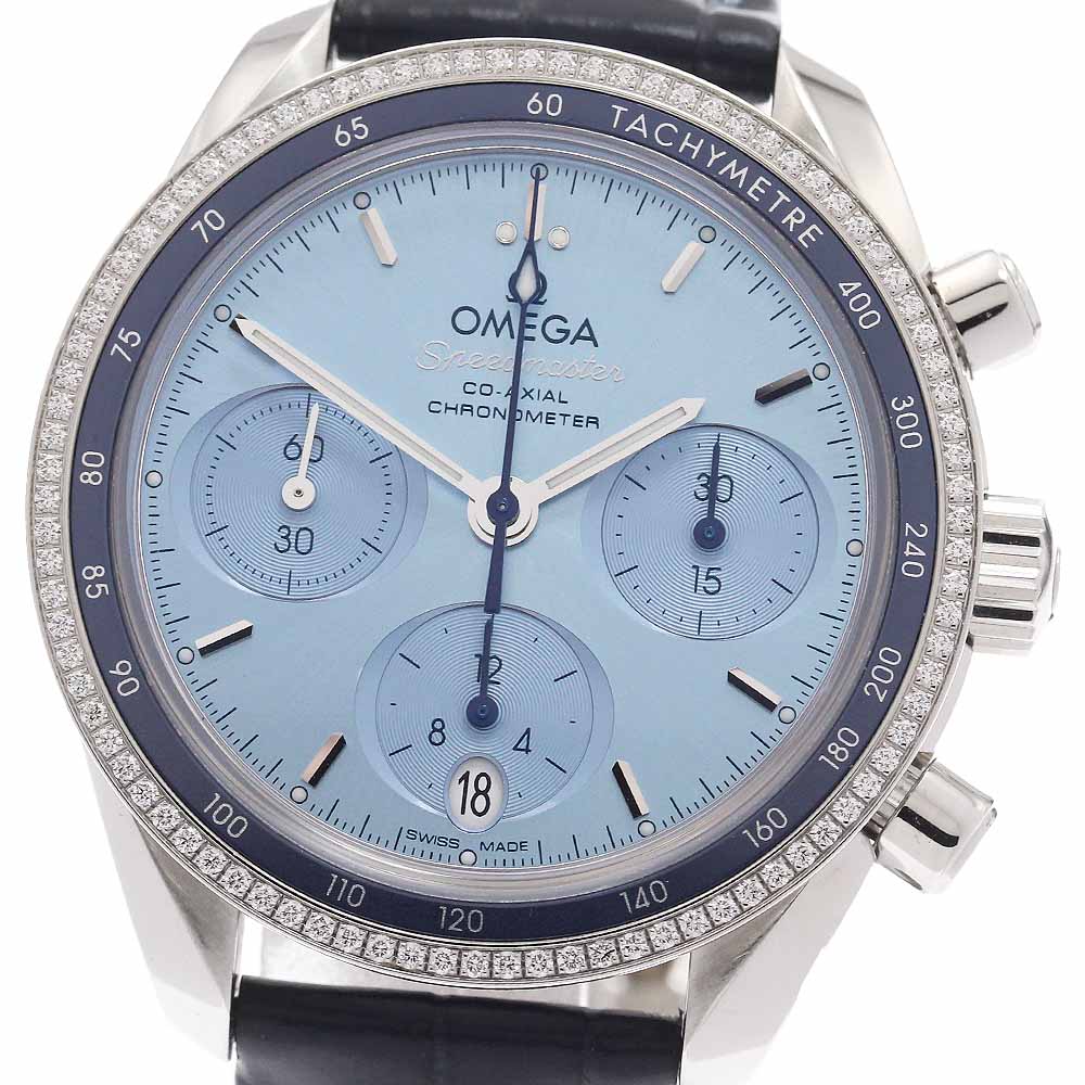 OMEGA Speedmaster 324.38.38.50.03.001 diamond bezel chronograph blue Dial Automatic Boy's Watch_956143