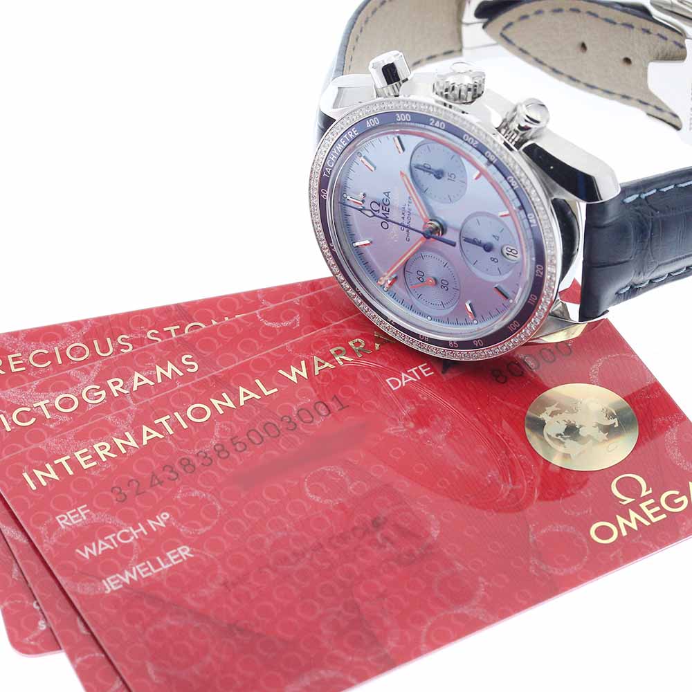 OMEGA Speedmaster 324.38.38.50.03.001 diamond bezel chronograph blue Dial Automatic Boy's Watch_956143