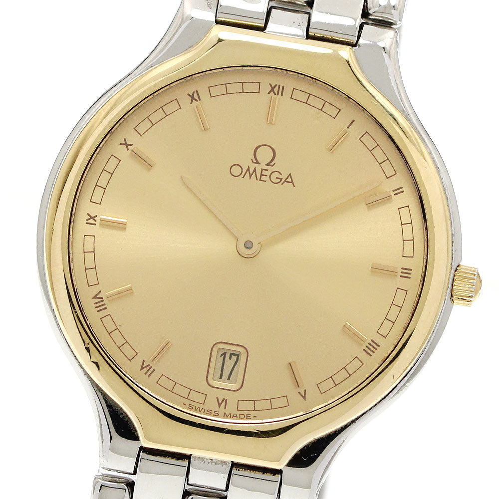 OMEGA De Ville symbol Date YG bezel gold Dial Quartz Men's Watch_956279