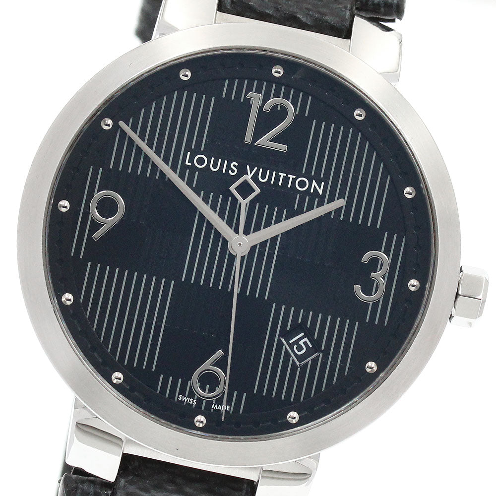 LOUIS VUITTON Tambour slim Q1D07 Damier Graffit Date Quartz Men's Watch_956288