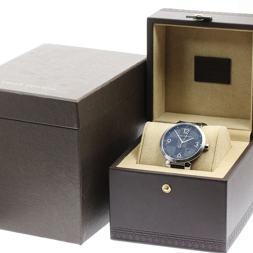 LOUIS VUITTON Tambour slim Q1D07 Damier Graffit Date Quartz Men's Watch_956288