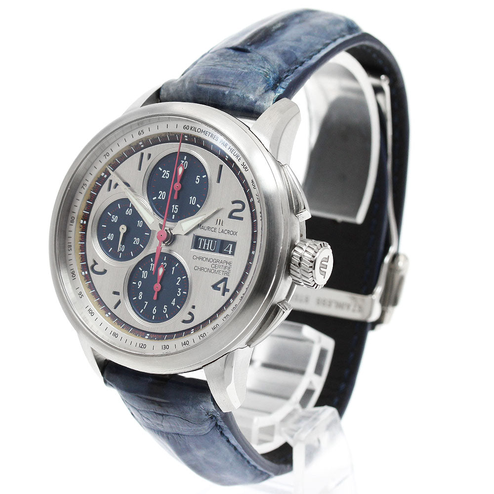 MAURICE LACROIX Masterpiece Master Chronograph MP6018-SS001-12E Limited to 120 pieces Day Date Silver / Blue Dial Automatic Men's Watch_956294