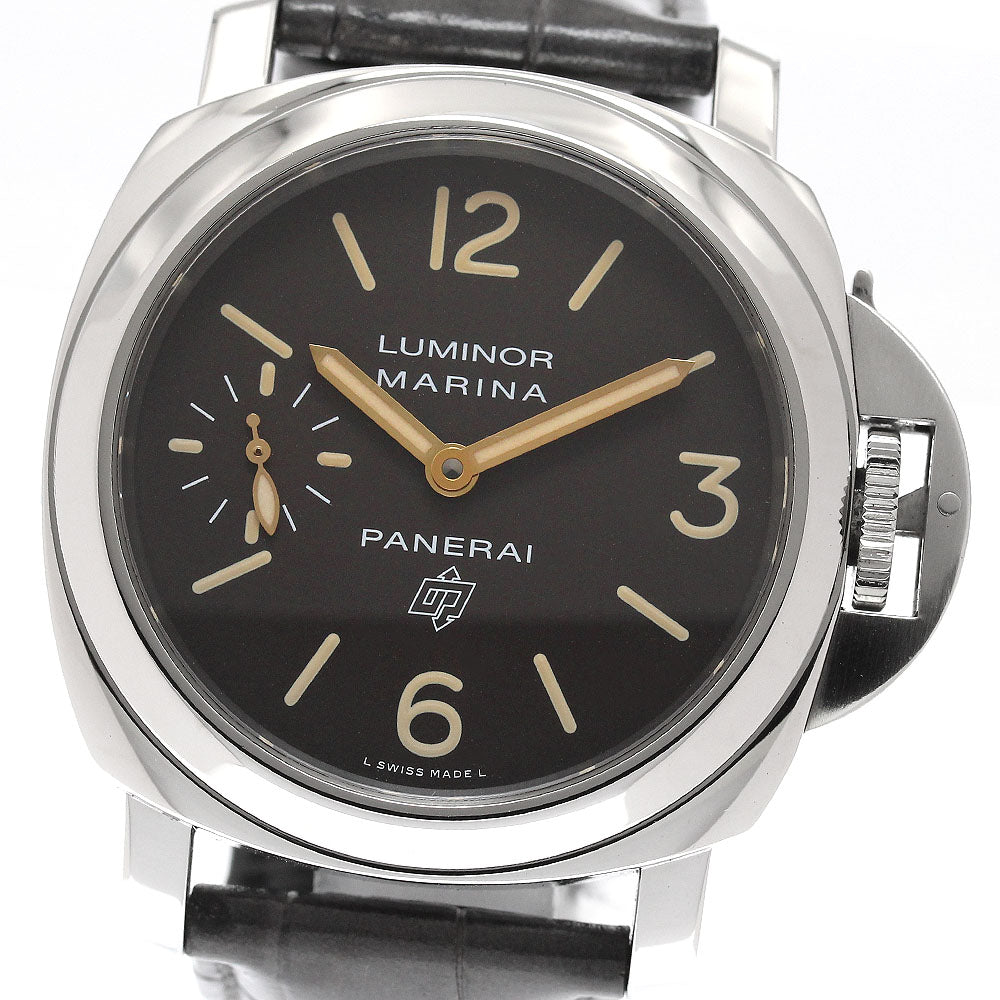 PANERAI Luminor Marina Logo Acciaio PAM00632 Small seconds Dark brown Dial Hand Winding Men's Watch_956319