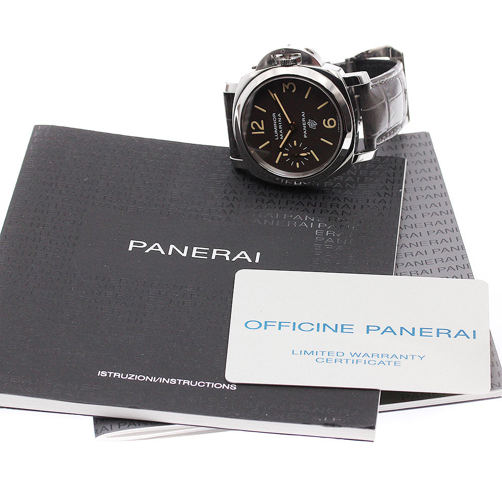 PANERAI Luminor Marina Logo Acciaio PAM00632 Small seconds Dark brown Dial Hand Winding Men's Watch_956319