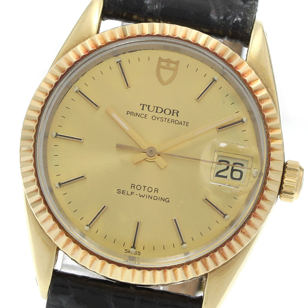 TUDOR Prince Oyster Date 75205 YG bezel gold Dial Automatic Boy's Watch_956378