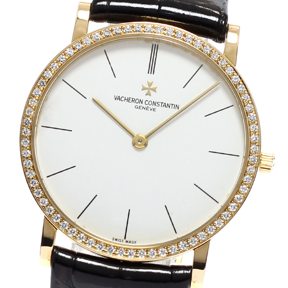 VACHERON CONSTANTIN Patrimony 33093/2 K18PG Cal.1003/2 Diamond Bezel white Dial Hand Winding Men's Watch_956395
