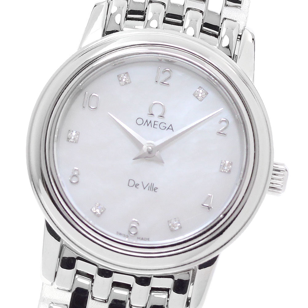 OMEGA De Ville Prestige 4570.75 6P diamond White shell Dial Quartz Ladies Watch_956478