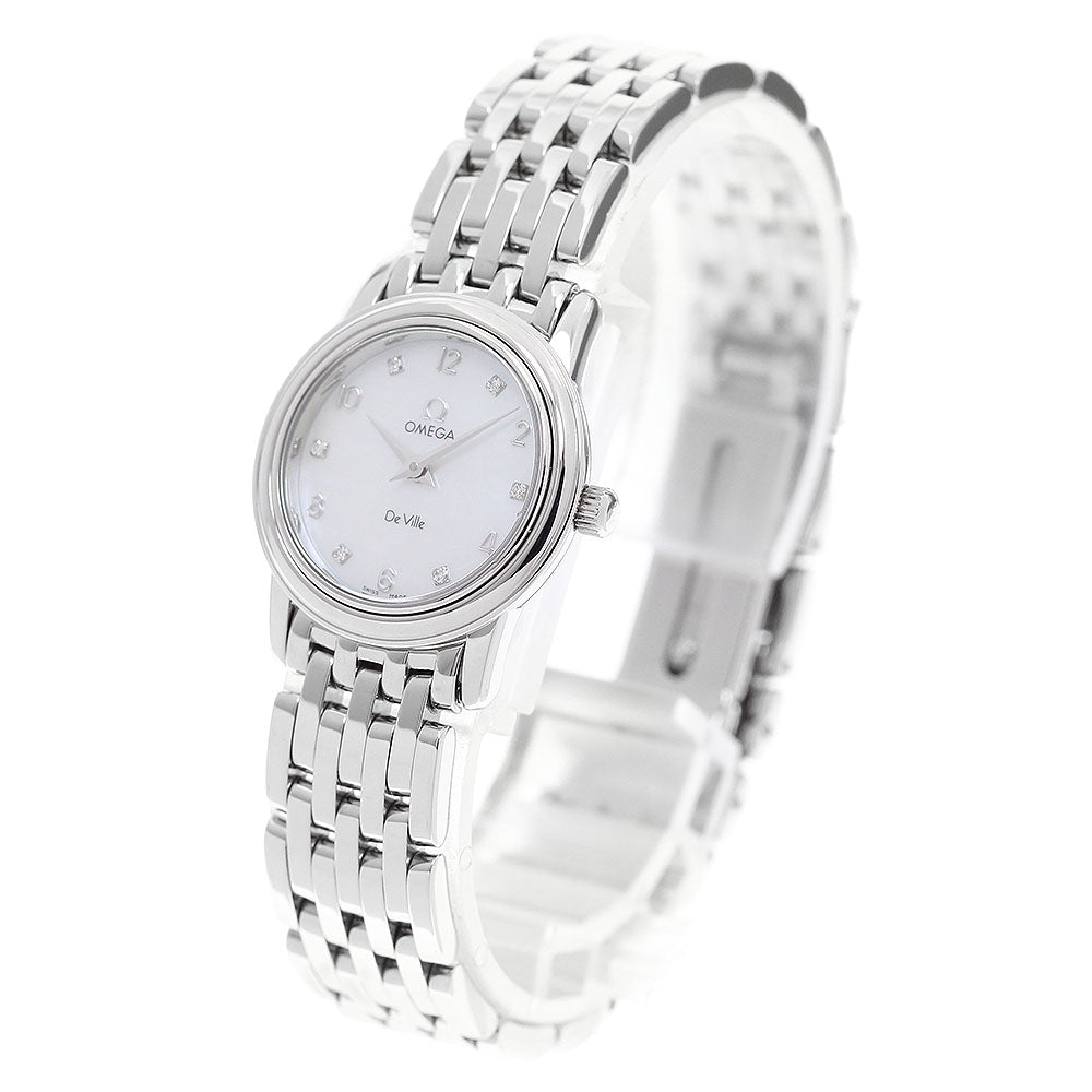 OMEGA De Ville Prestige 4570.75 6P diamond White shell Dial Quartz Ladies Watch_956478