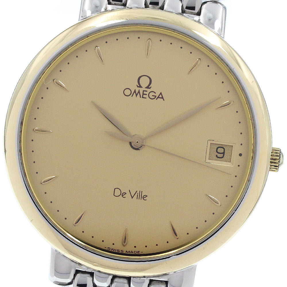 OMEGA De Ville Date Round Gold Dial Quartz Men's Watch_956504