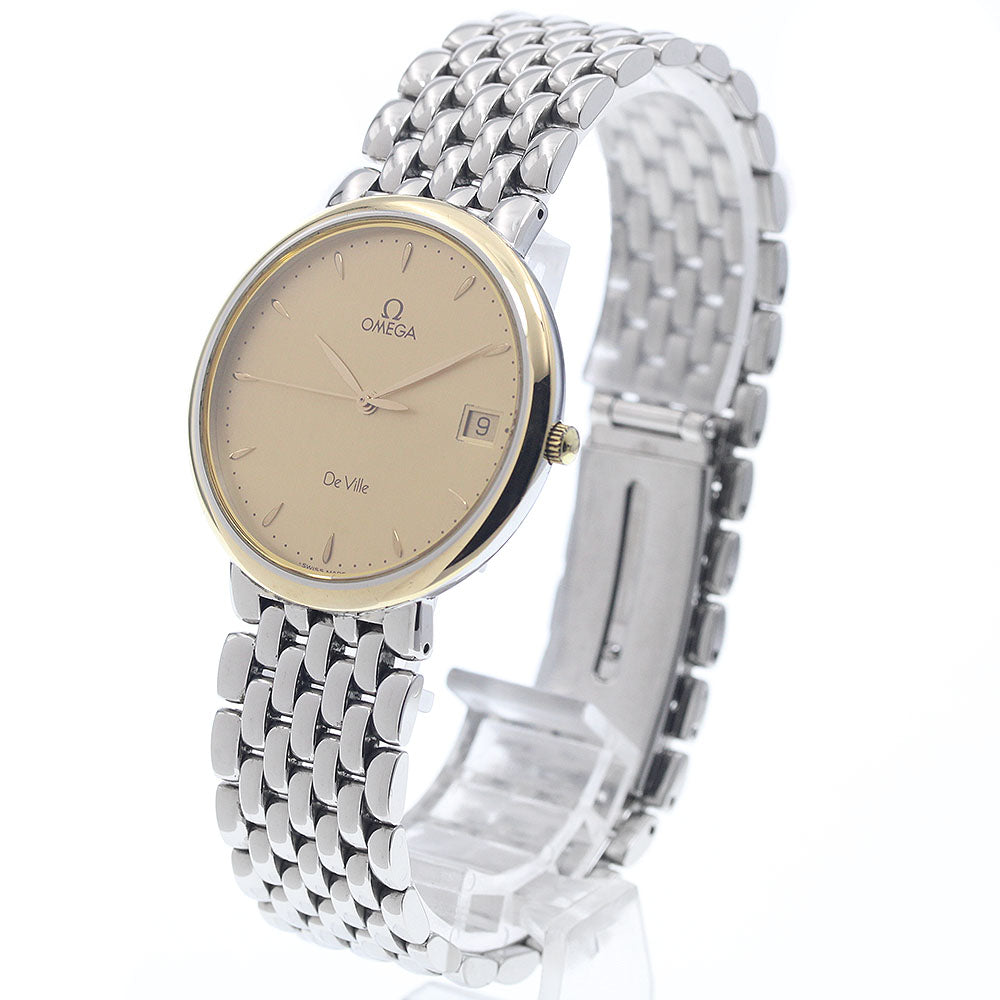 OMEGA De Ville Date Round Gold Dial Quartz Men's Watch_956504