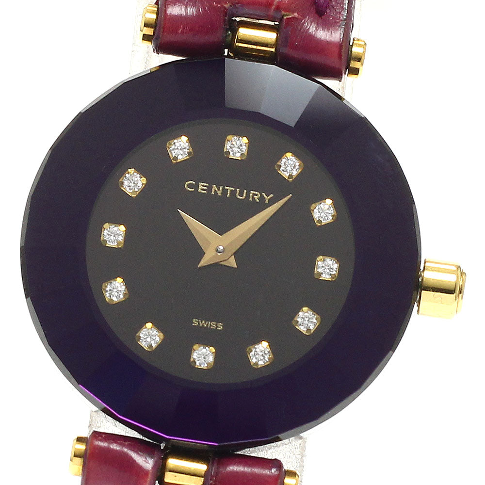 CENTURY Time gem K18YG 12P Diamond black Dial Quartz Ladies Watch_956513