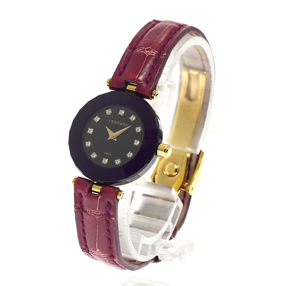 CENTURY Time gem K18YG 12P Diamond black Dial Quartz Ladies Watch_956513
