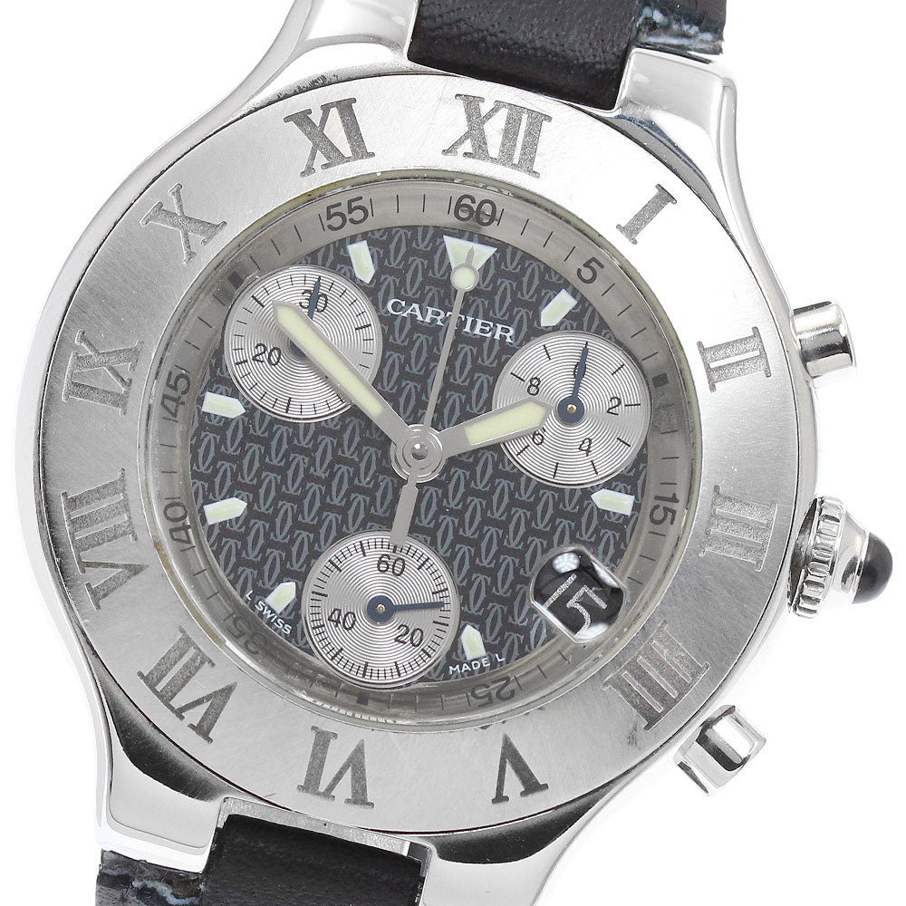 CARTIER CHRONOSCAPH W10125U2 Date Black / Silver Dial Quartz Men's Watch_956530
