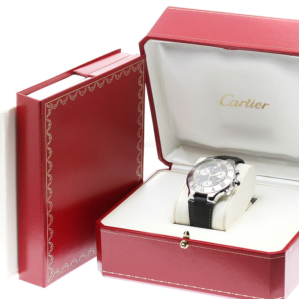 CARTIER CHRONOSCAPH W10125U2 Date Black / Silver Dial Quartz Men's Watch_956530