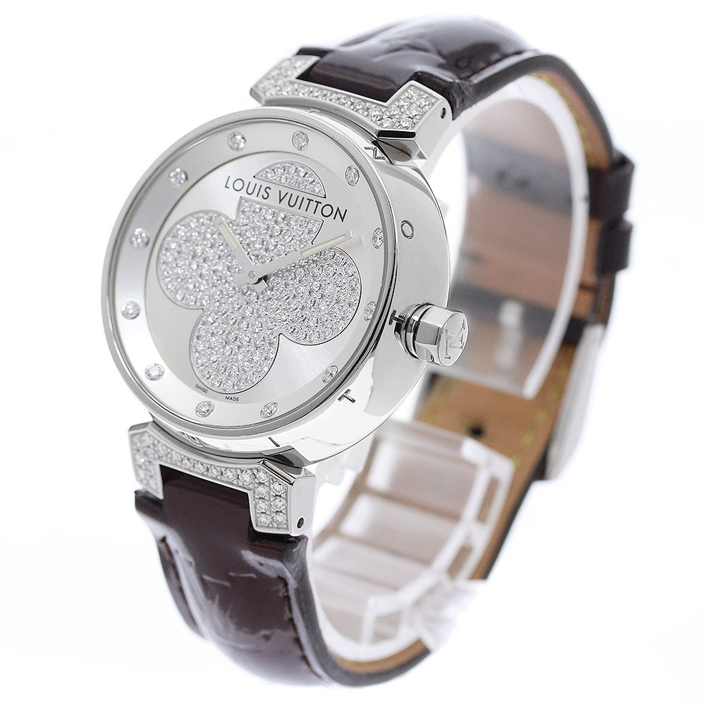 LOUIS VUITTON Tambour Forever Q131P diamond Silver Dial Quartz Ladies_956534