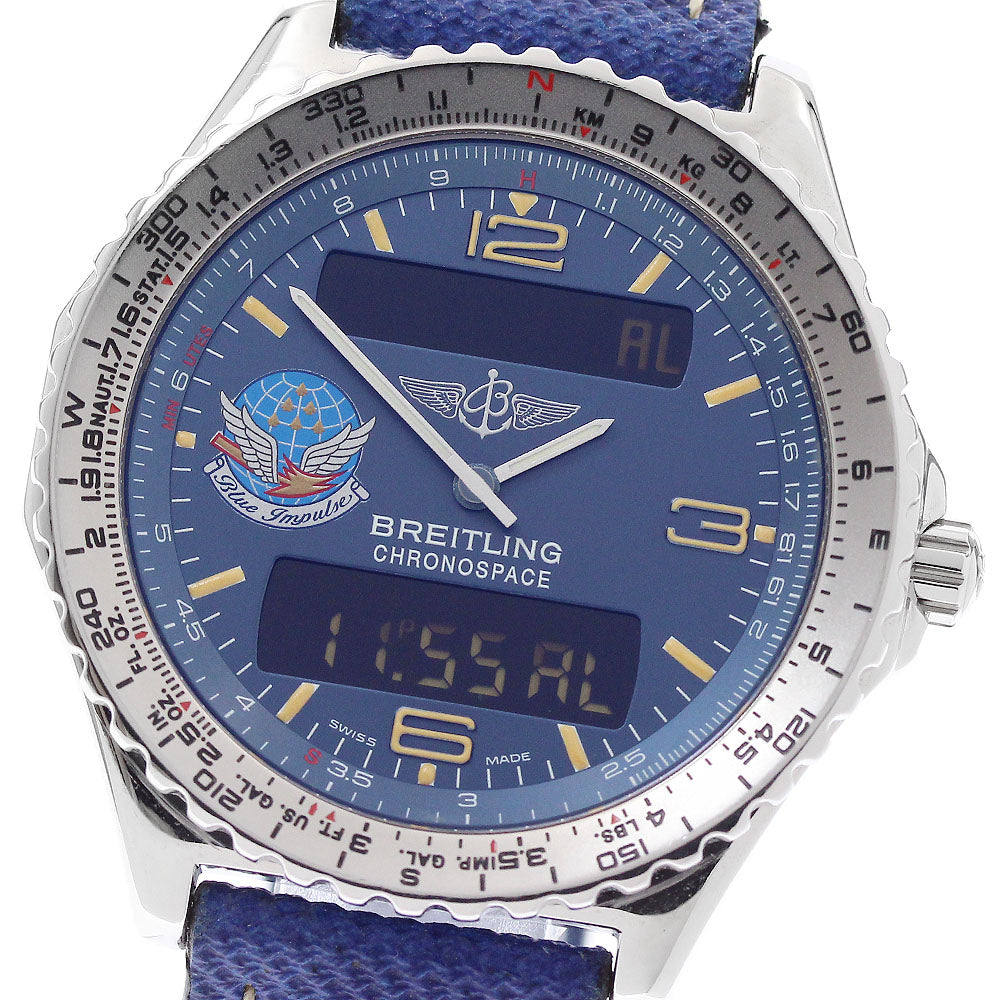 BREITLING Chronospace Blue Impulse A56012 Navy Dial Quartz Men's Watch_956542