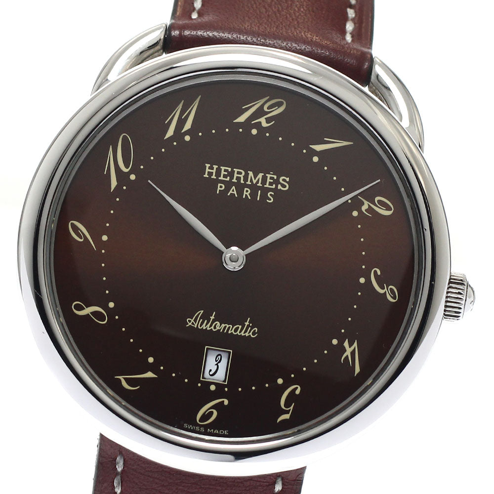 HERMES Arceau AR4.810 Date Brown Dial Automatic Men's Watch_956833