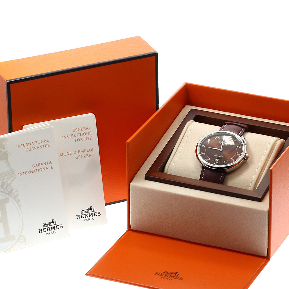 HERMES Arceau AR4.810 Date Brown Dial Automatic Men's Watch_956833