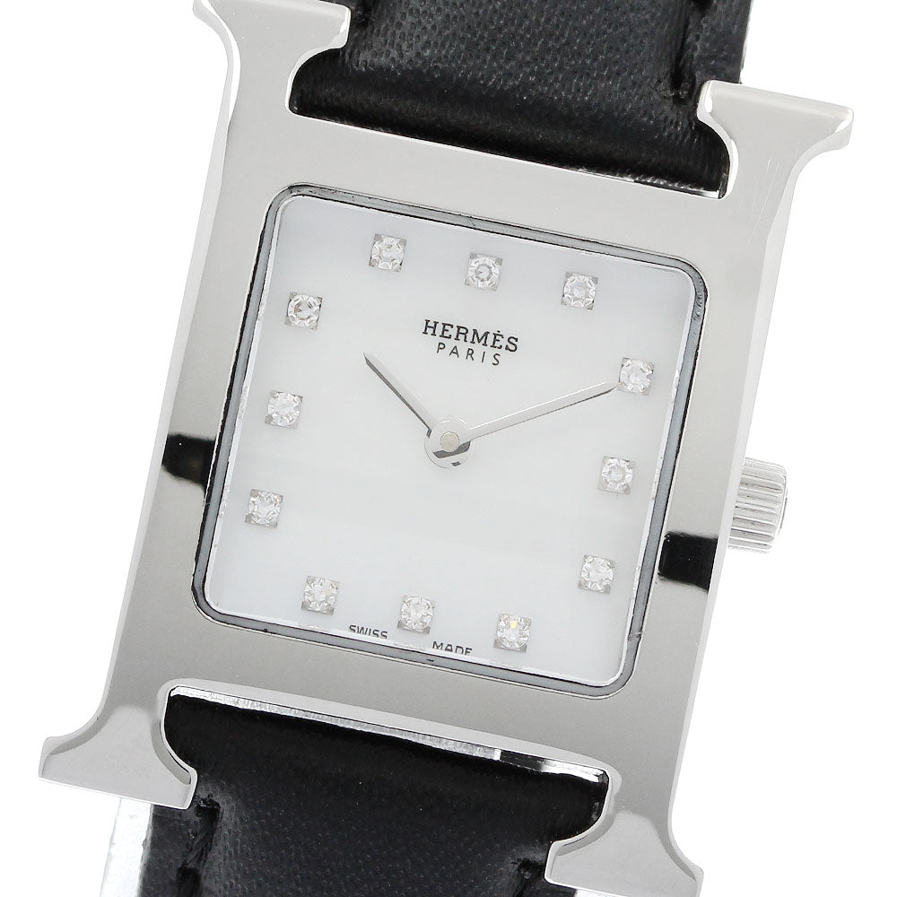 HERMES H watch HH1.210 12P diamond White shell Dial Quartz Ladies Watch_956850