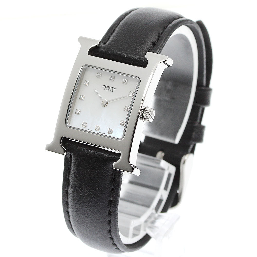 HERMES H watch HH1.210 12P diamond White shell Dial Quartz Ladies Watch_956850