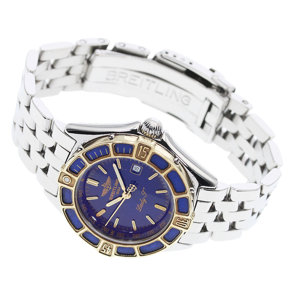 BREITLING Lady J D52065 Date YG bezel Navy Dial Quartz Ladies Watch_956903