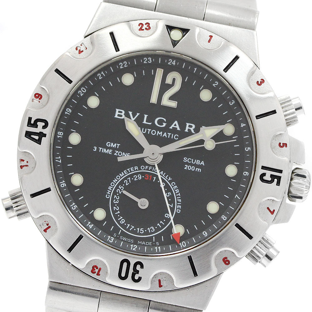 BVLGARI Diagono Scuba SD38SGMT GMT date black Dial Automatic Men's Watch_957004