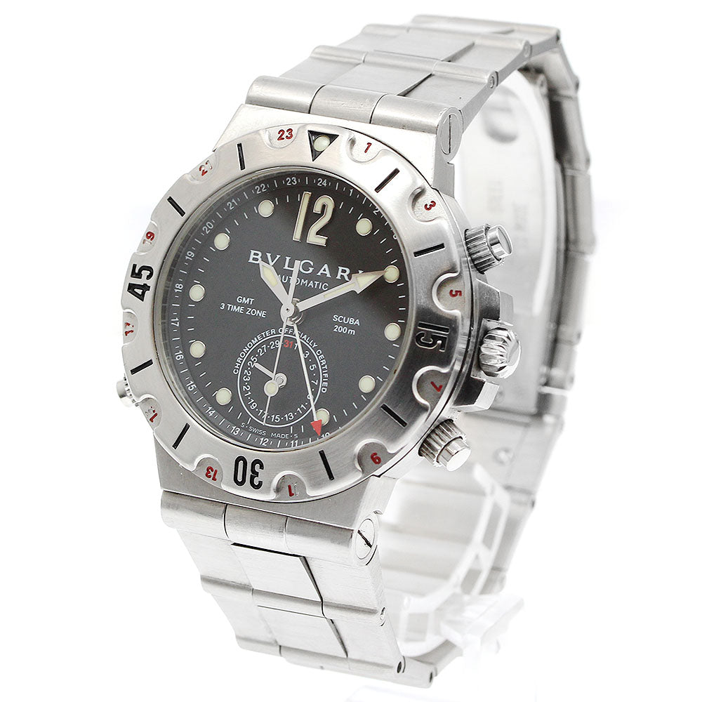 BVLGARI Diagono Scuba SD38SGMT GMT date black Dial Automatic Men's Watch_957004