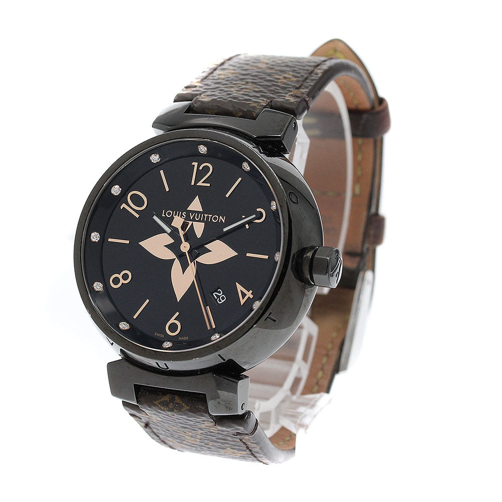 LOUIS VUITTON Tambour All Black GM QA049 12P diamond Quartz Men's Watch_957017