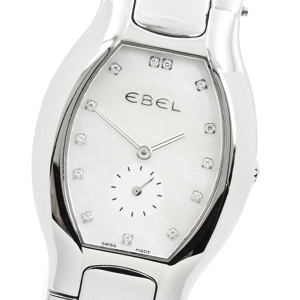 EBEL Beluga Tonneau E9014G31 13P Diamond Small Second White shell Dial Quartz Ladies Watch_957029