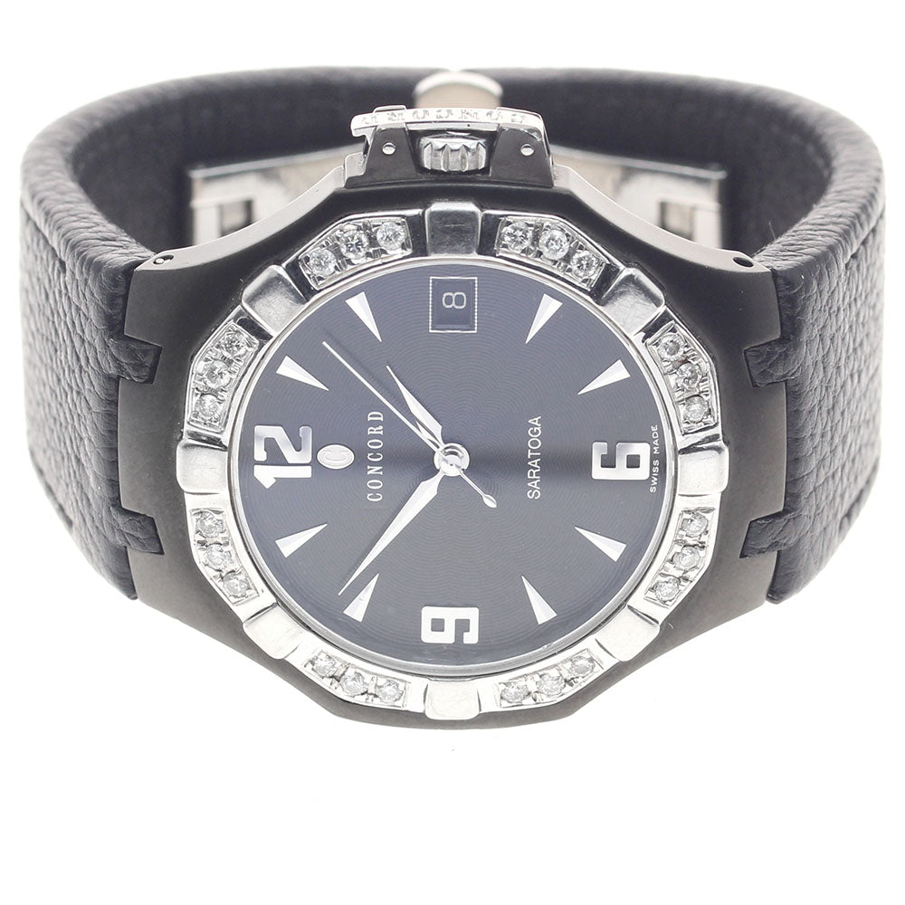 Concord Saratoga 14.C2.1894.1 Diamond Bezel Black Dial Quartz Men's Watch_957061