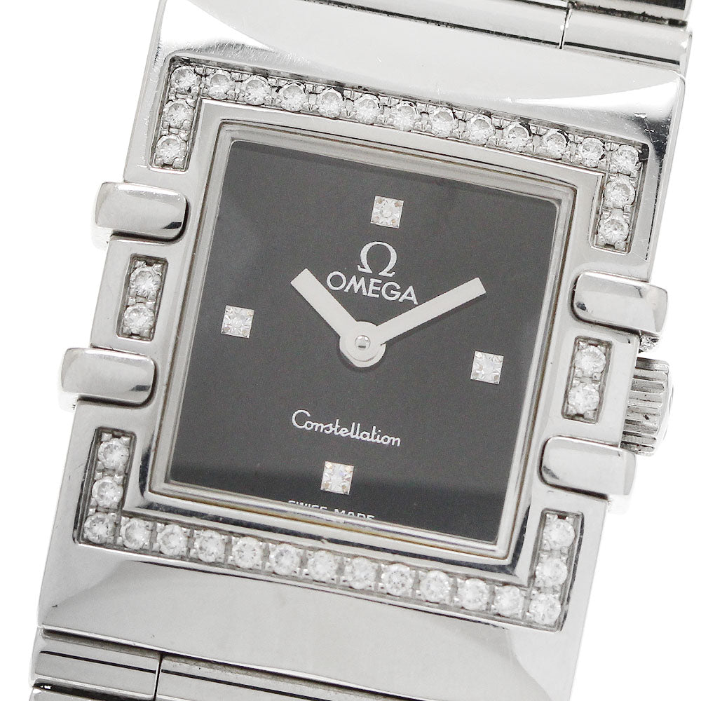 OMEGA Constellation 4P diamond bezel black Dial Quartz Ladies Watch_957103